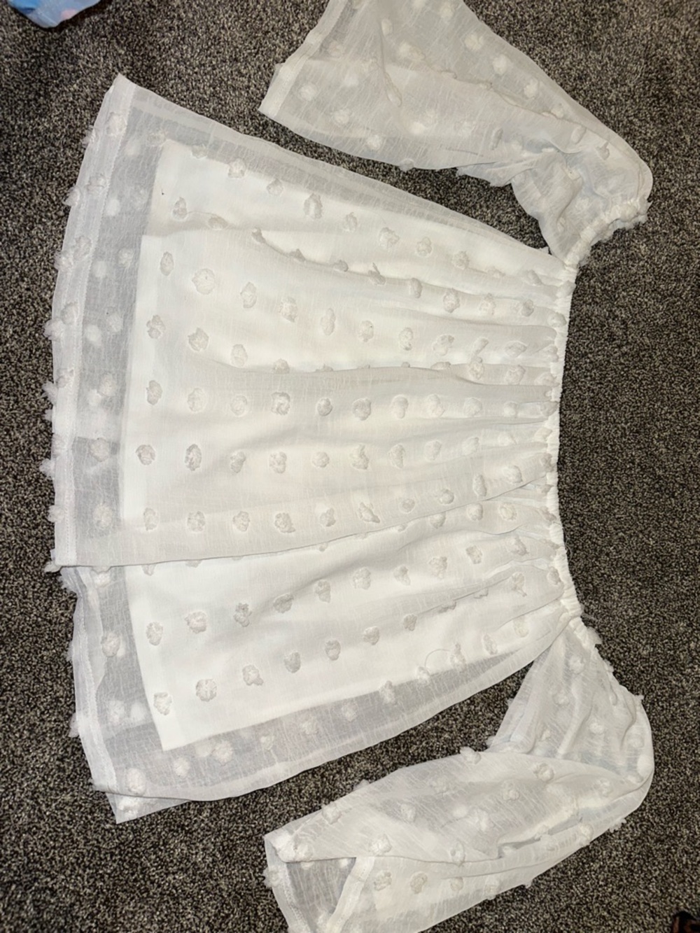 White Swiss Dot Off-Shoulder Blouse